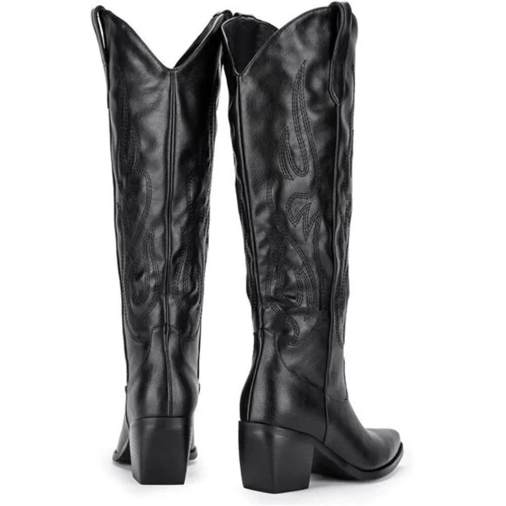 NEW Western Cowboy Boots for Women - Knee High Wide Calf Cowgirl Boots